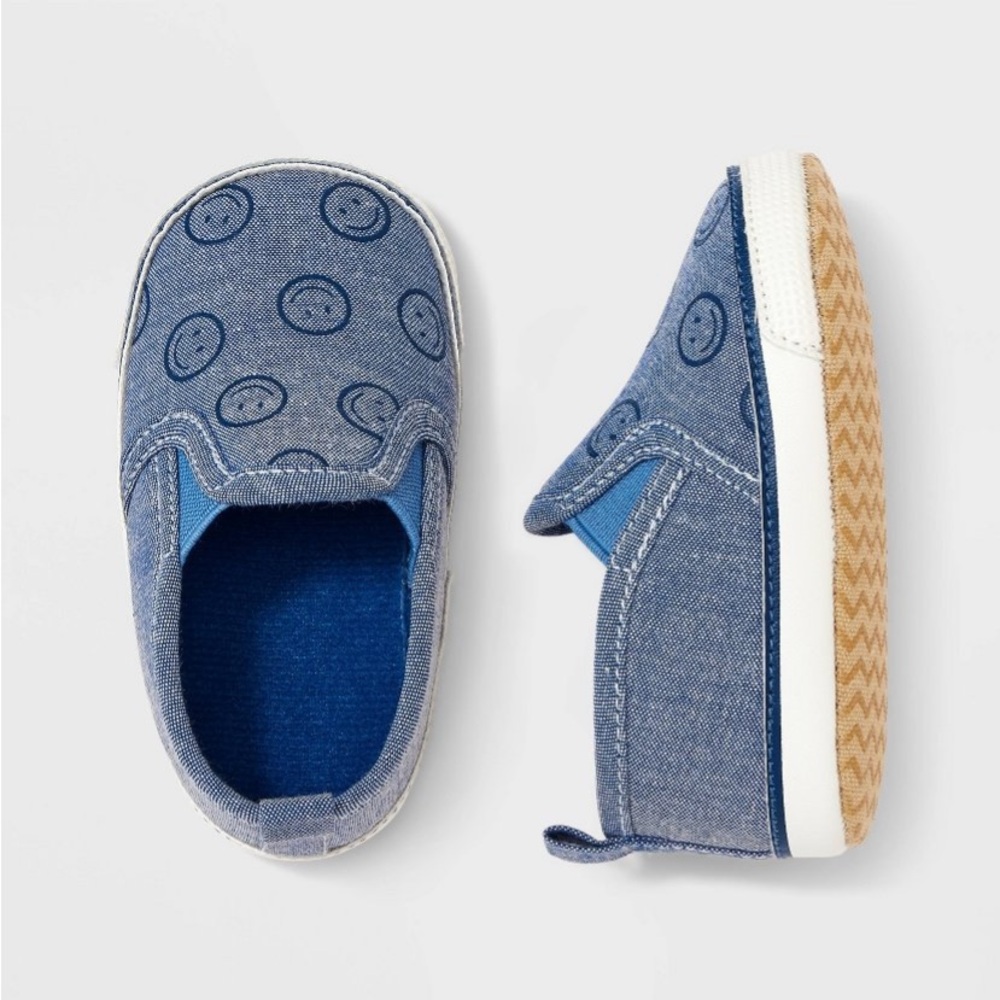 NEW Smiley Face Slip-On Sneakers, 9-12M
